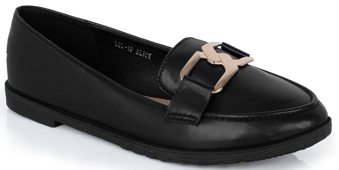 CZARNE SKÓRZANE MOKASYNY Z ŁAŃCUSZKIEM EMERY 1