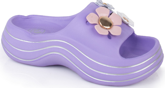 FIOLETOWE LEKKIE KLAPKI SANDAŁY Z OZDOBAMI MARIKA 1