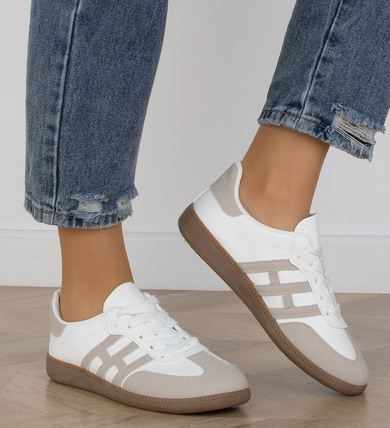 BIAŁE DAMSKIE TRAMPKI KLASYCZNE SKÓRZANE FRANCIS