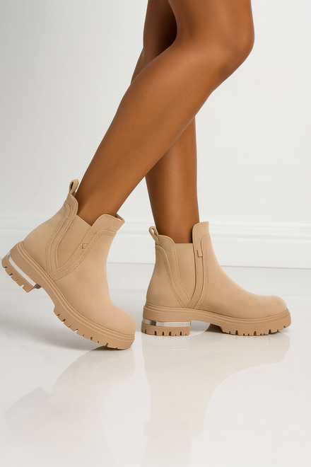 BEŻOWE ZAMSZOWE DAMSKIE BOTKI SZTYBLETY PLATFORMA NIVITA 2