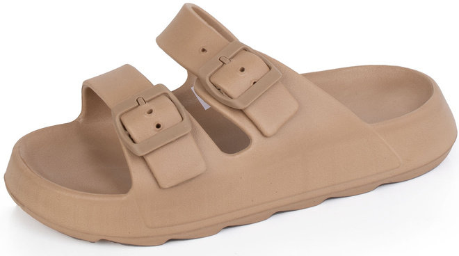 BEŻOWE DAMSKIE KLAPKI WYGODNE NA PLATFORMIE JEREZ 3