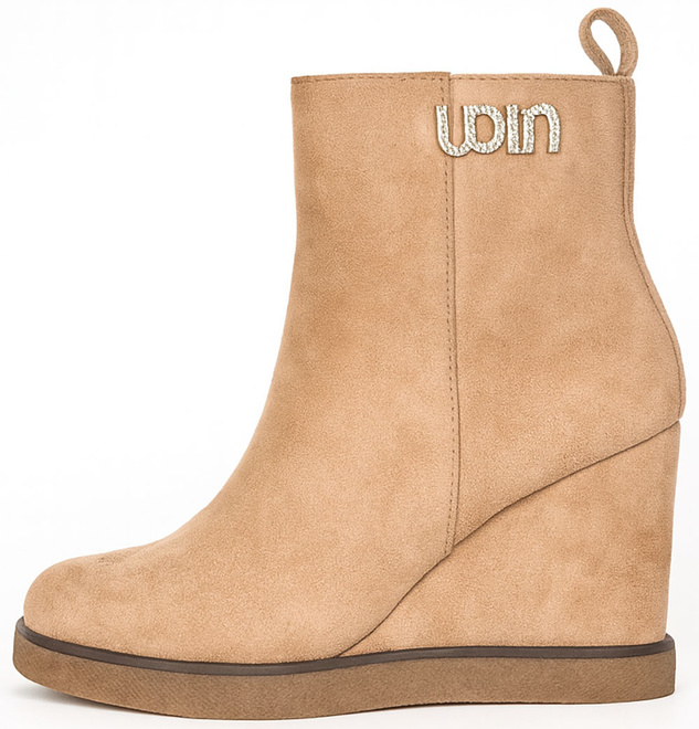 DAMSKIE BEŻOWE ZAMSZOWE BOTKI NA KOTURNIE NOSRE 3