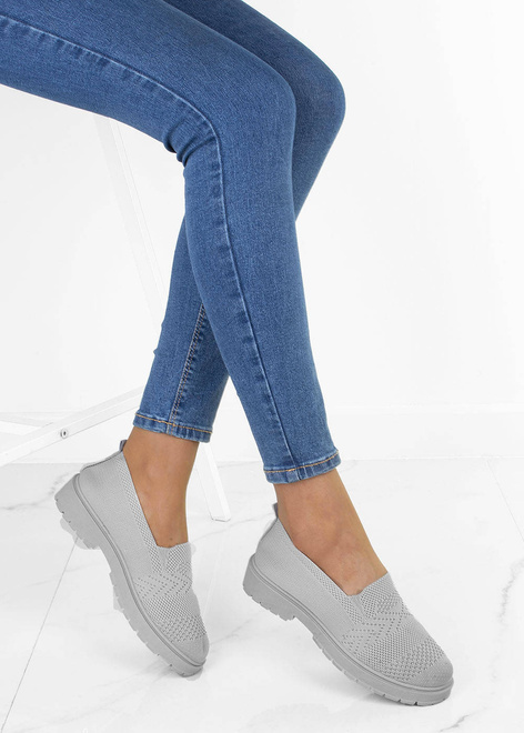 SZARE TENISÓWKI MOKASYNY KORONKOWE HAPE 10