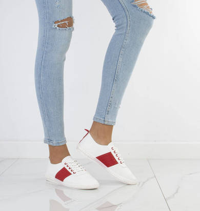 BIAŁE SKÓRZANE TRAMPKI