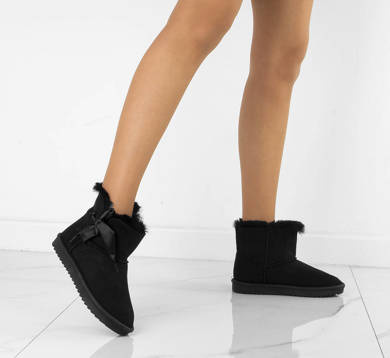 CZARNE DZIECIĘCE ŚNIEGOWCE BOTKI FUTERKO