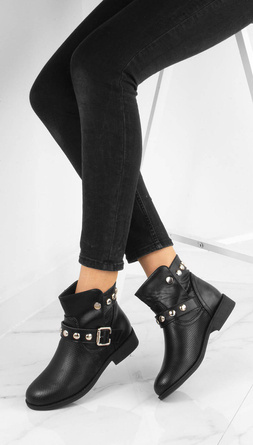 CZARNE BOTKI DAMSKIE Z KLAMERKĄ CARYS
