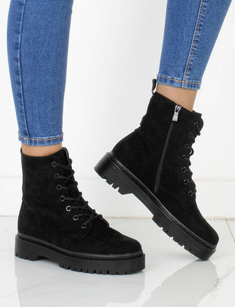 CZARNE BOTKI ZAMSZOWE OCIEPLANE TRAPERY MAREN