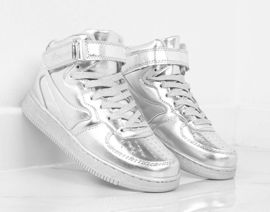 SREBRNE WYSOKIE BUTY SPORTOWE MEGI