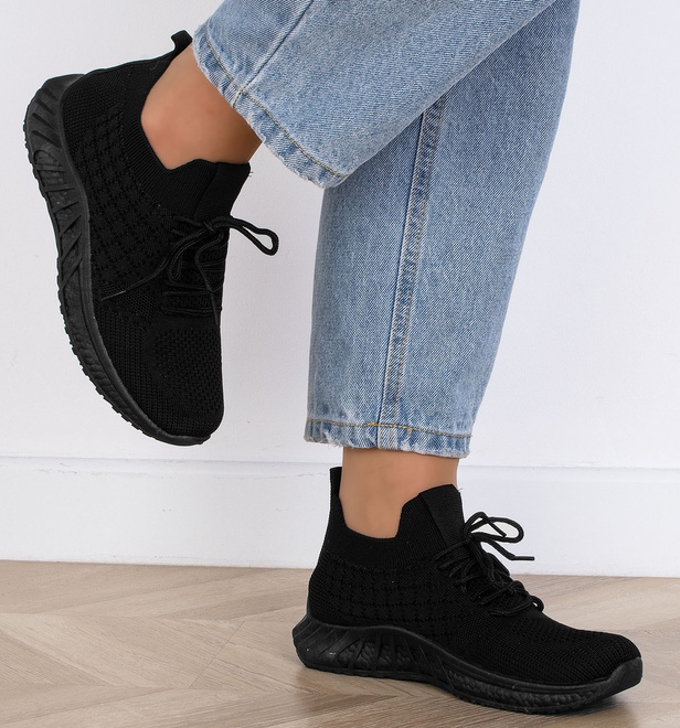 DAMSKIE CZARNE BUTY LEKKIE SNEAKERSY GRASA 5