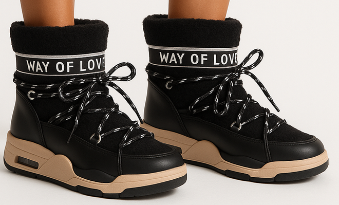 CZARNE OCIEPLANE ŚNIEGOWCE BOTKI PLATFORMA WSUWANE DOROMA 2