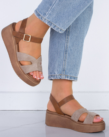 BEŻOWE SANDAŁY ESPADRYLE DAMSKIE NA PLATFORMIE JORMA