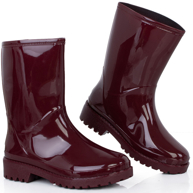 BŁYSZCZĄCE KALOSZE BOTKI SZTYBLETY BORDOWE MESSO 3