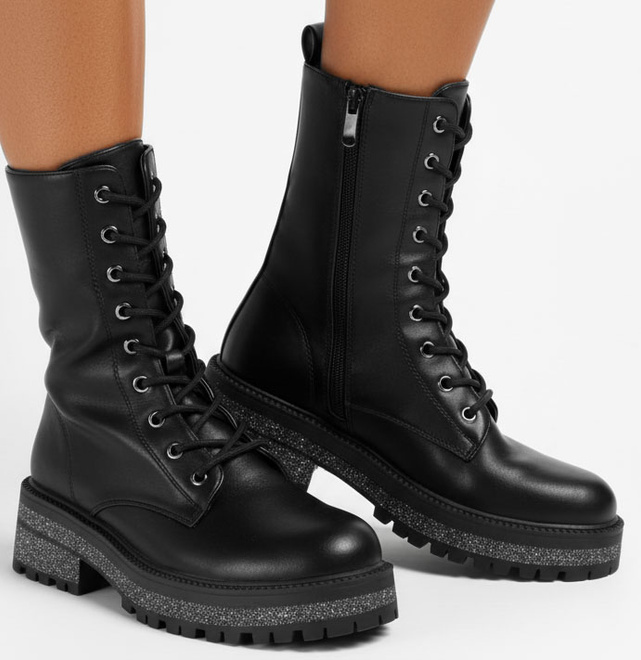 CZARNE SKÓRZANE DAMSKIE BOTKI OCIEPLANE GLANY WORKERY BENTA 2