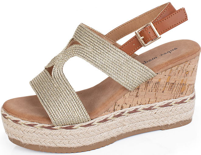 ZŁOTE DAMSKIE SANDAŁY NA KOTURNIE ESPADRYLE CRISTY 3