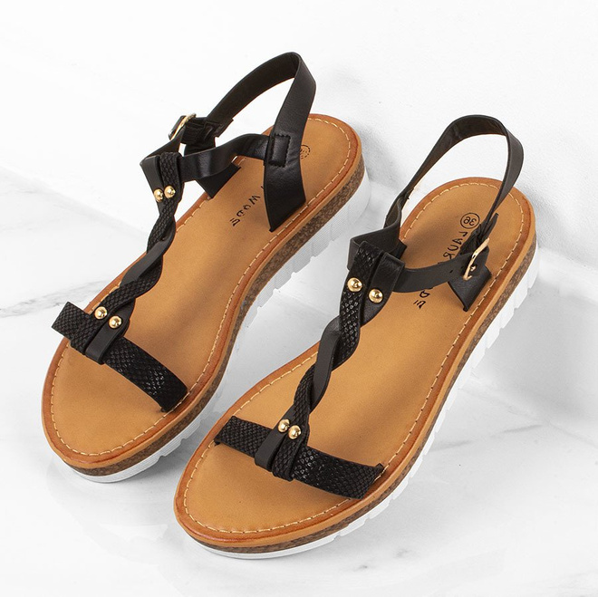 CZARNE SANDAŁY NA GRUBEJ PODESZWIE NEBI 2