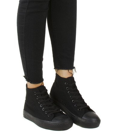 WYSOKIE CZARNE TRAMPKI TENISÓWKI CONVER