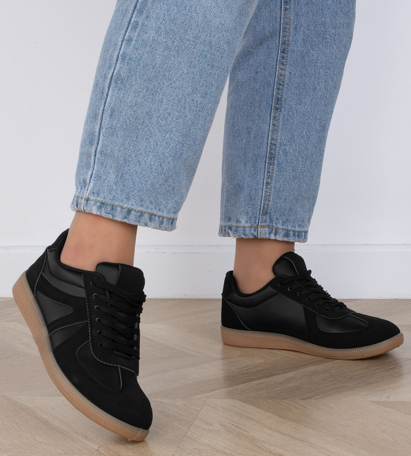 CZARNE DAMSKIE SNEAKERSY TRAMPKI SKÓRZANE DOTS 6