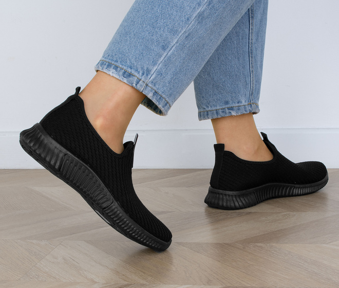 CZARNE BUTY SPORTOWE SNEAKERSY WSUWANE  7