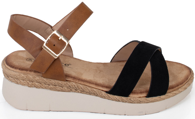 CZARNE DAMSKIE SANDAŁY NA PLATFORMIE ESPADRYLE MELBA 1