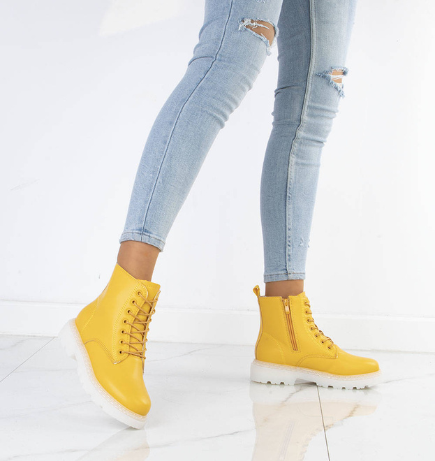 ŻÓŁTE OCIEPLANE BOTKI TRAPERY GLANY 5