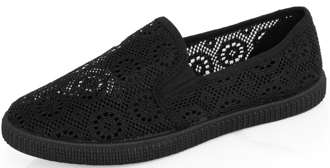 CZARNE DAMSKIE BALERINKI TENISÓWKI KORONKOWE ALMOR 3