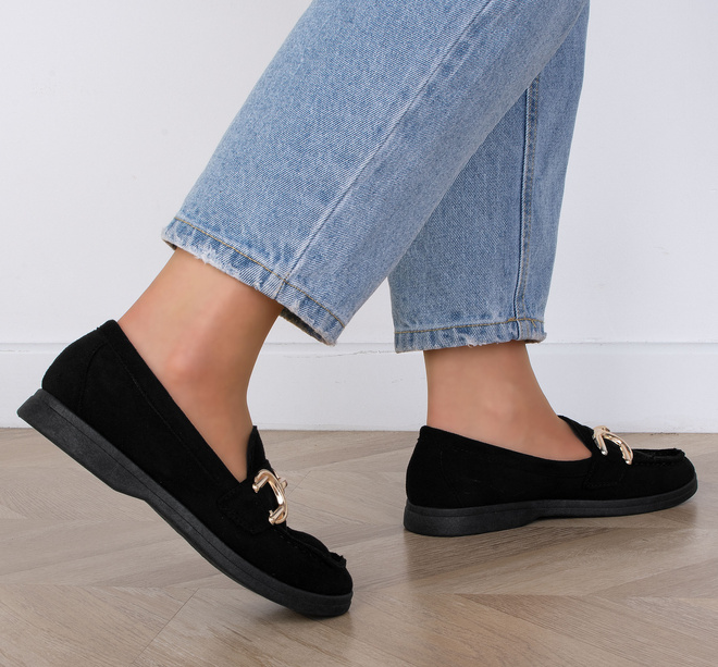 CZARNE MOKASYNY ZAMSZOWE PÓŁBUTY DAMSKIE LOLILA 6