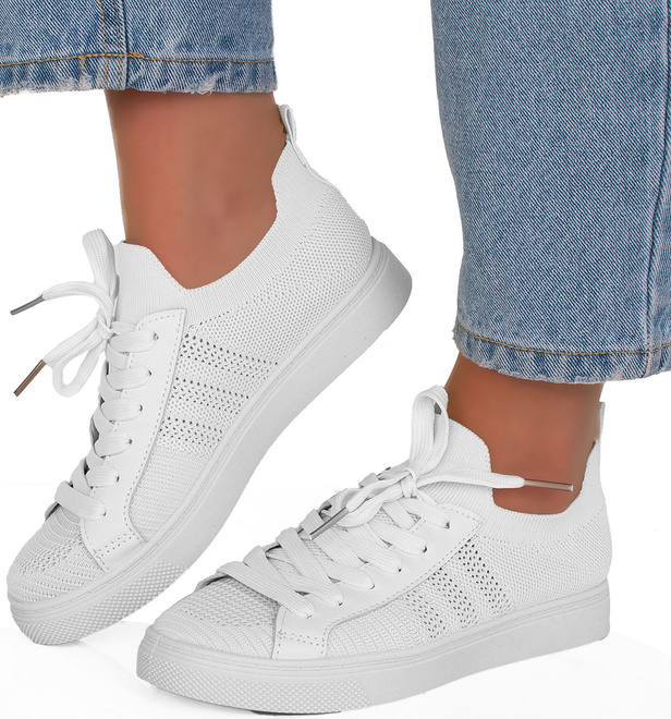 BIAŁE TENISÓWKI AŻUROWE SZNUROWANE ODETTE 4