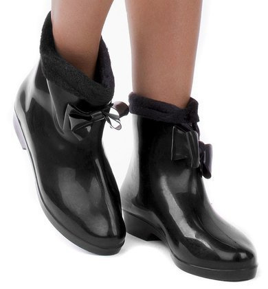 KRÓTKIE OCIEPLANE KALOSZE GUMOWE KOKARDA 