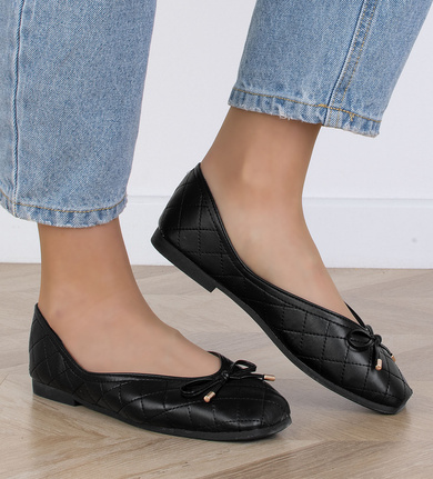 CZARNE WYGODNE DAMSKIE BALERINKI KLASYCZNE ARISANA