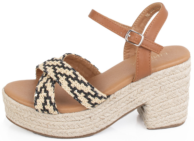 CZARNE DAMSKIE SANDAŁY NA KOTURNIE ESPADRYLE MORENA 3