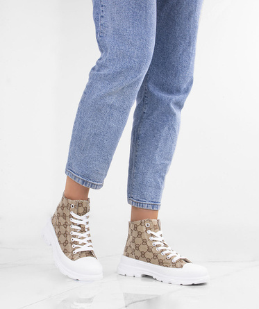 BEŻOWE WYSOKIE TRAMPKI PALLADI