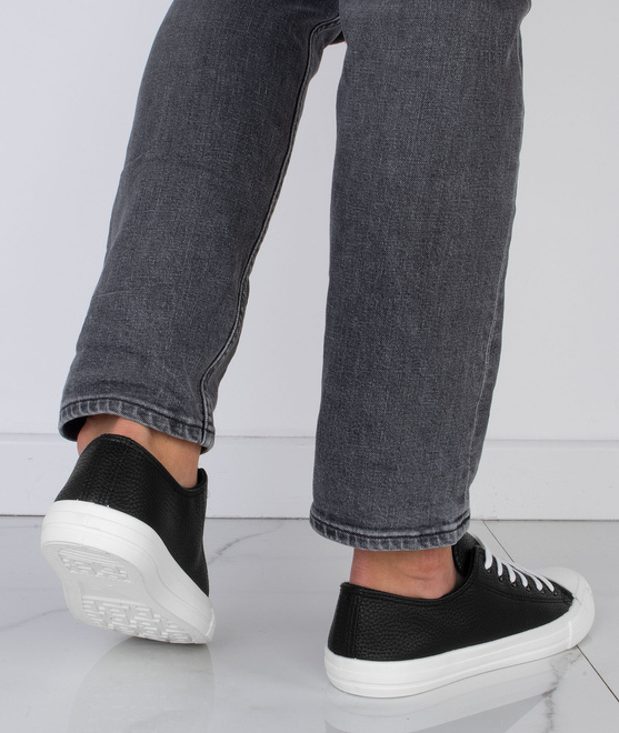 CZARNE SZNUROWANE TRAMPKI TENISÓWKI MĘSKIE  6