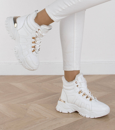 BIAŁE SNEAKERSY OCIEPLANE NA PLATFORMIE EMMELINE