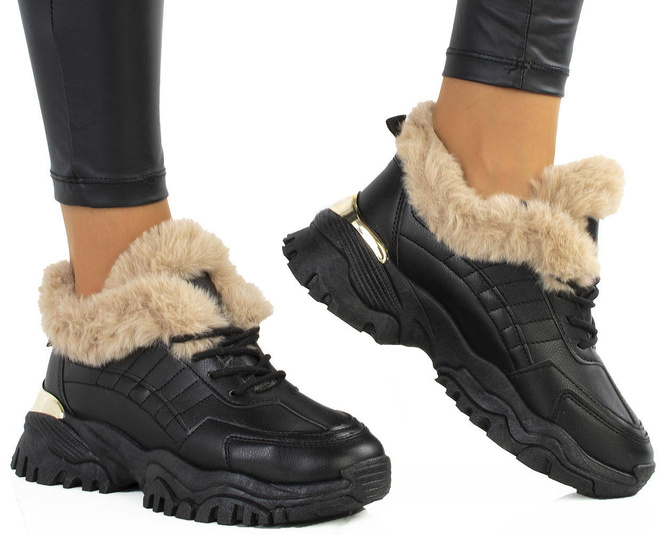 CZARNE OCIEPLANE SNEAKERSY CAMILA 1