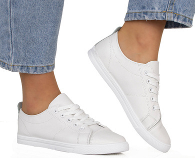 DAMSKIE BIAŁE SNEAKERSY TRAMPKI SKÓRZANE SPORTOWE NABY