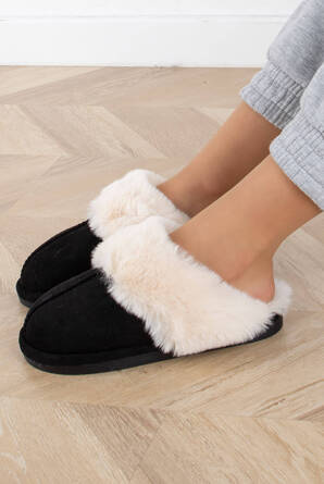 CZARNE KAPCIE OCIEPLANE Z FUTERKIEM AYLA