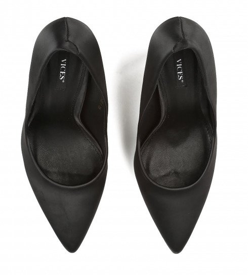 CZARNE SATYNOWE SZPILKI CZÓŁENKA W SZPIC SATIN 2