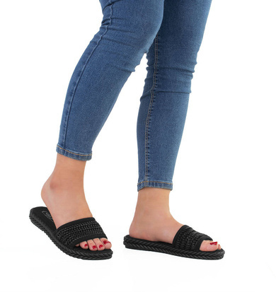 CZARNE KLAPKI PLECIONE DAMSKIE LEKKIE CARSON