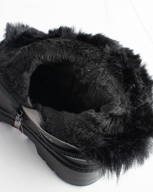 CZARNE DAMSKIE OCIEPLANE BOTKI ŚNIEGOWCE KLASYCZNE 5