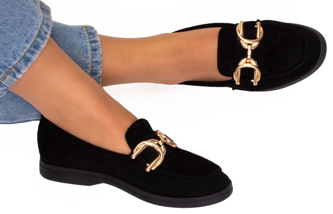 CZARNE MOKASYNY ZAMSZOWE PÓŁBUTY DAMSKIE LOLILA 4