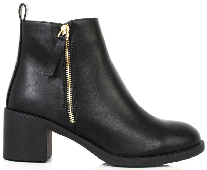 CZARNE SKÓRZANE BOTKI SZTYBLETY Z ZAMKIEM ZOE 1