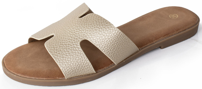 ZŁOTE KLASYCZNE KLAPKI WSUWANE DAMSKIE SKÓRZANE MARGO 3