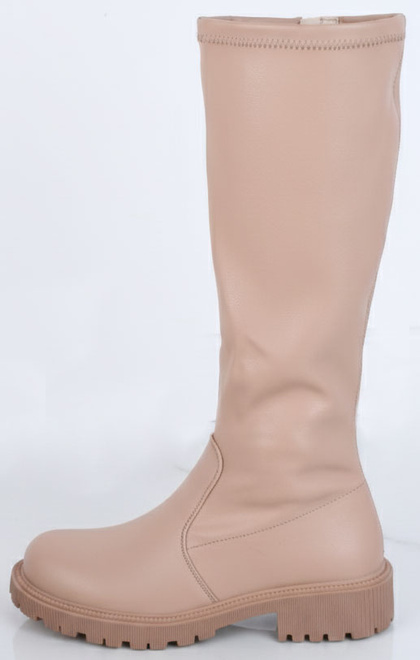 KLASYCZNE BEŻOWE DAMSKIE SKÓRZANE KOZAKI NA ZAMEK CILINA 3