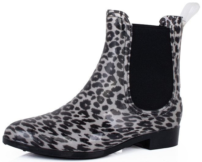 PANTERKA DAMSKIE KRÓTKIE KALOSZE LAKIEROWANE TOLBY 3