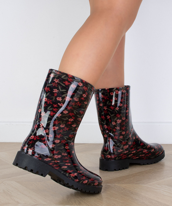 BŁYSZCZĄCE KALOSZE BOTKI SZTYBLETY CZARNE ELWOOD 6