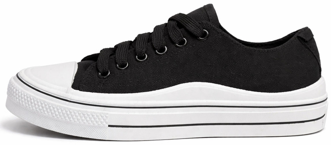 CZARNE SNEAKERSY TRAMPKI GRUBA PODESZWA SZNUROWANE 3