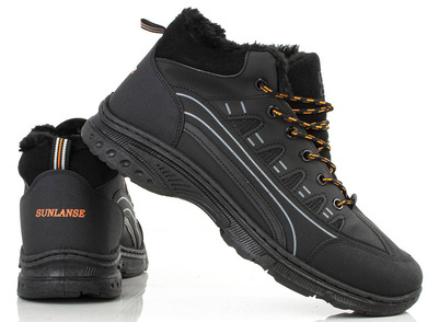 CZARNE MĘSKIE OCIEPLANE BUTY TREKKINGOWE