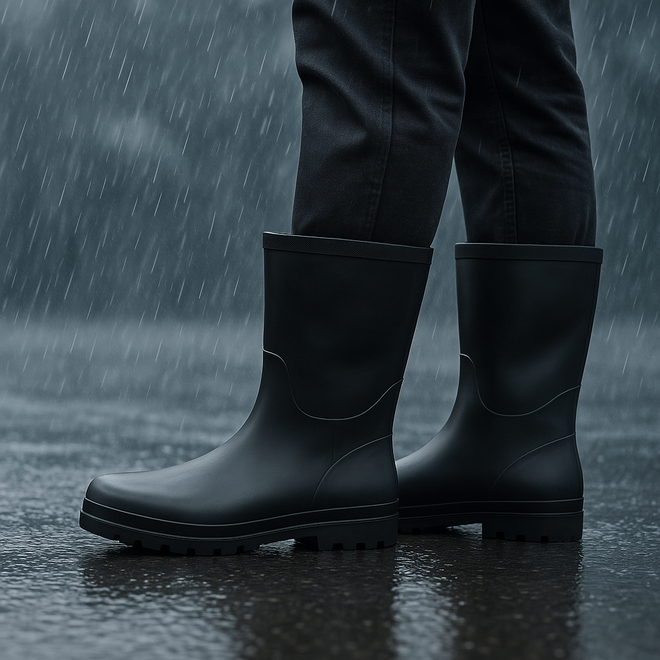 CZARNE MĘSKIE KALOSZE GUMOWCE WYSOKIE 2