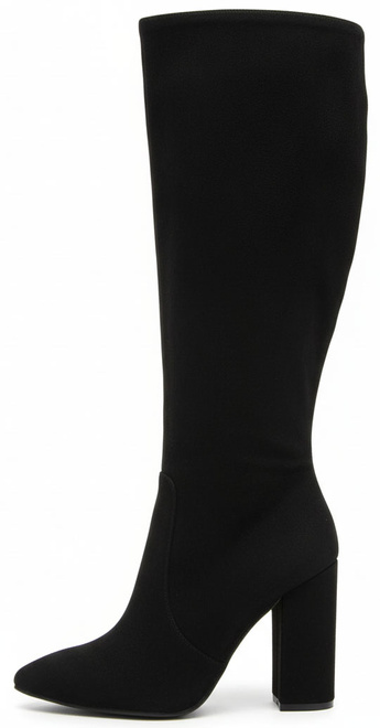 CZARNE DAMSKIE ZAMSZOWE KOZAKI NA OBCASIE ZAMEK 3