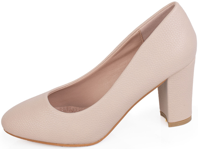 DAMSKIE CZÓŁENKA BEŻOWE KLASYCZNE NA SŁUPKU ARIELA 3